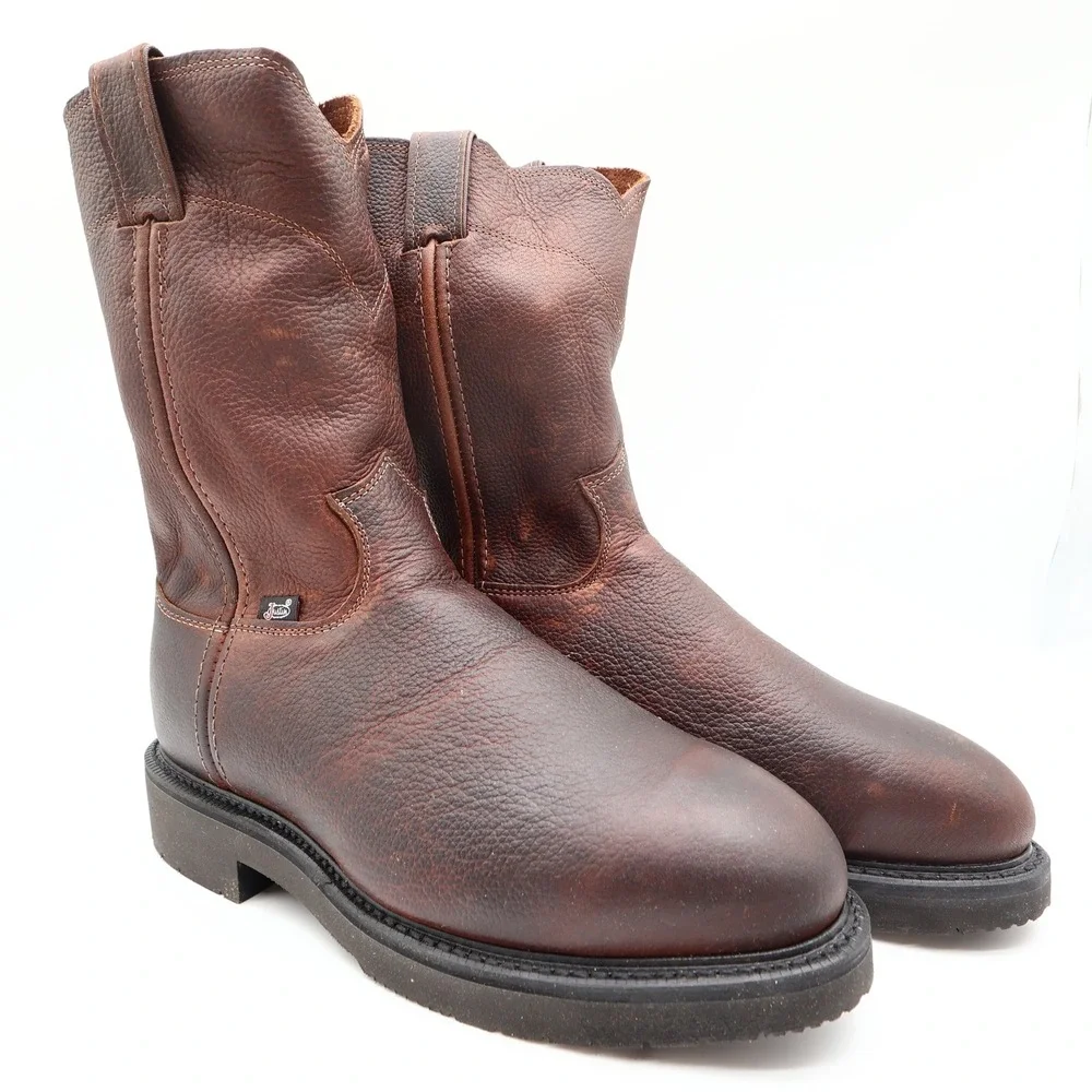 Justin Modern Steel Toe Work Boots Mens 7.5 EEE Brown Leather New In Box 4765